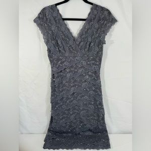 Macy’s formal grey dress lace and sequins